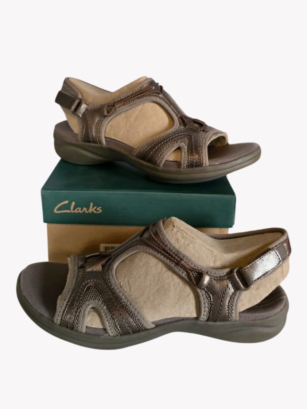 Clarks In-Motion Jump Slingback Walking Sandals (Item #60439) Pewter